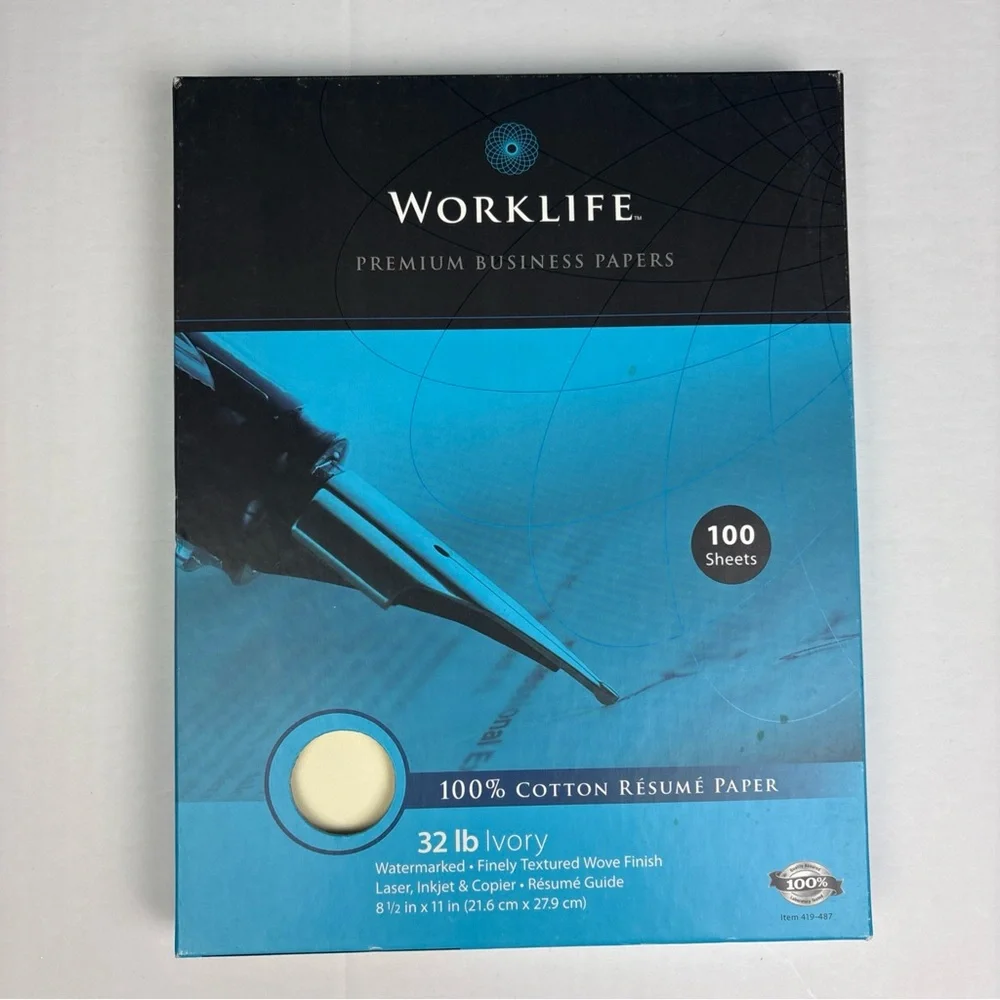 Worklife Cotton Resume Paper 32 lb Ivory Finely Texture Woven Finish 8.5x11